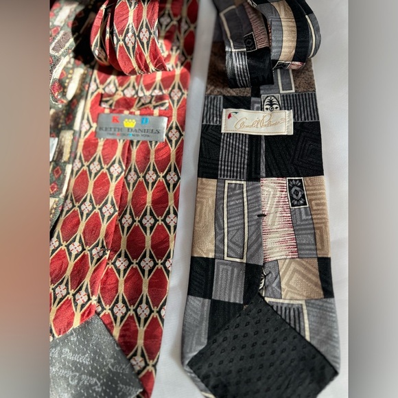 Vintage Silk Necktie 4" Tie  LOT OF 5 Art Deco Abstract Geometric USA - Picture 5 of 11